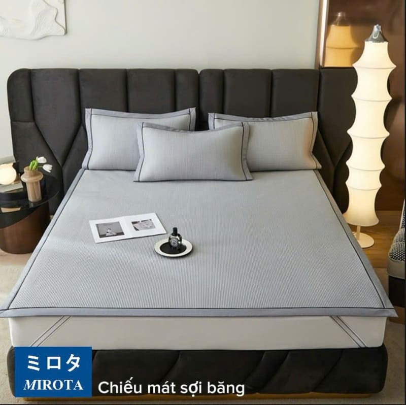 Chiếu mát sợi băng Mirota Nhật Bản màu ghi đá trơn